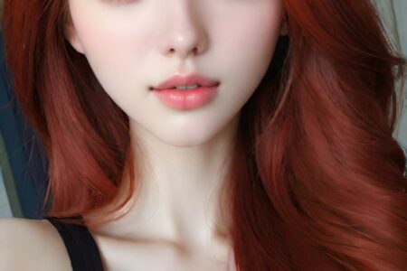 AI girl with red hair wallpaper