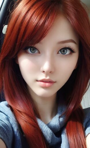 AI girl with red hair wallpaper