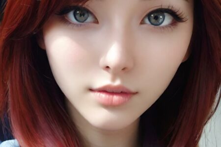 AI girl with red hair wallpaper