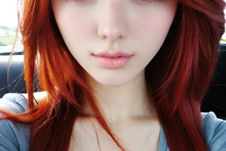 AI girl with red hair wallpaper
