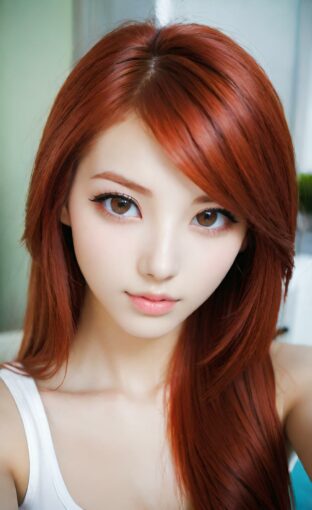 AI girl with red hair wallpaper
