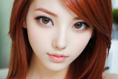 AI girl with red hair wallpaper