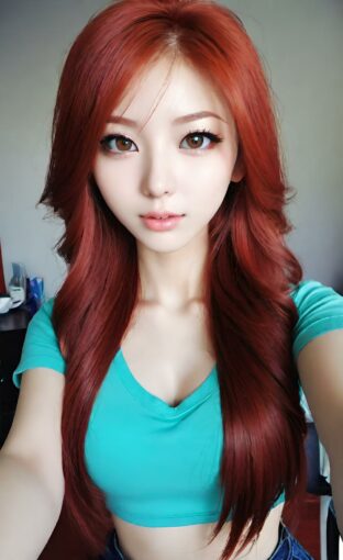 AI girl with red hair wallpaper