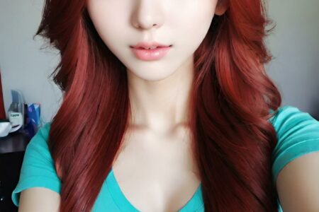 AI girl with red hair wallpaper