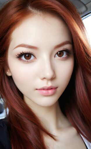 AI girl with red hair wallpaper