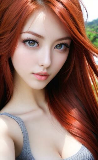 AI girl with red hair wallpaper