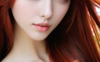 AI girl with red hair wallpaper