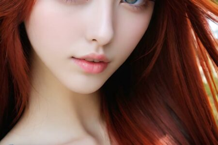 AI girl with red hair wallpaper