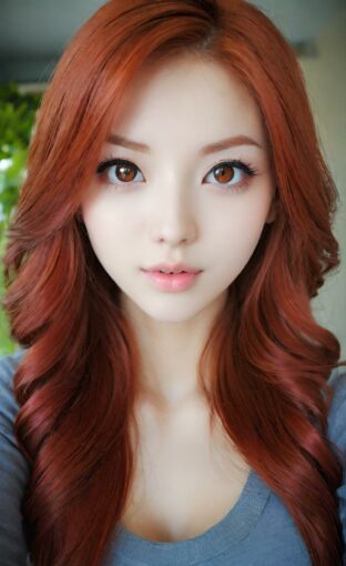 AI girl with red hair wallpaper