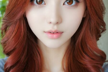 AI girl with red hair wallpaper