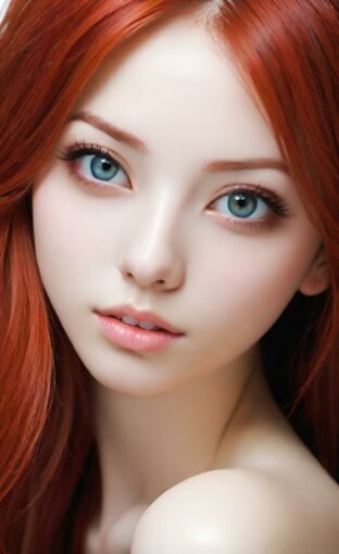 AI girl with red hair wallpaper