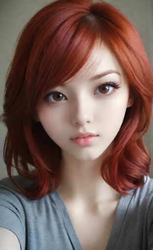 AI girl with red hair wallpaper