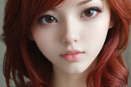 AI girl with red hair wallpaper