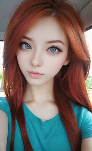 AI girl with red hair wallpaper