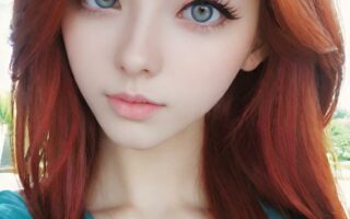 AI girl with red hair wallpaper