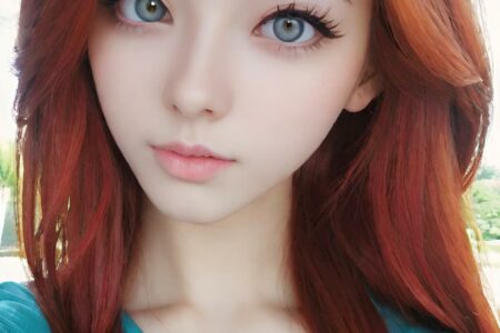 AI girl with red hair wallpaper