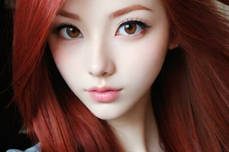 AI girl with red hair wallpaper