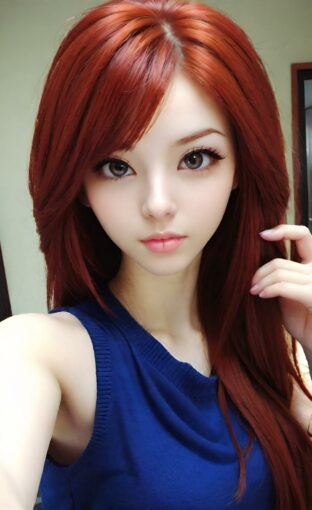 AI girl with red hair wallpaper