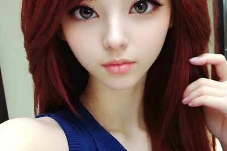AI girl with red hair wallpaper