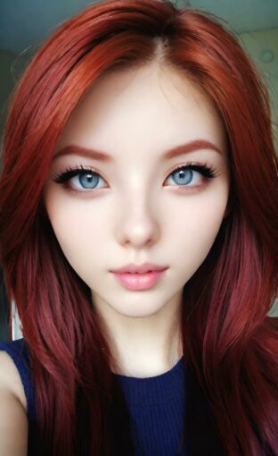 AI girl with red hair wallpaper