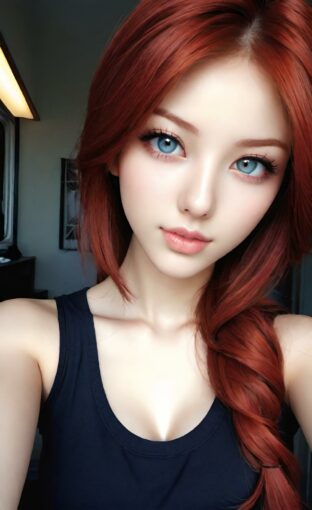 AI girl with red hair wallpaper