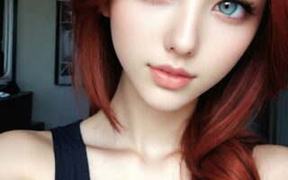 AI girl with red hair wallpaper