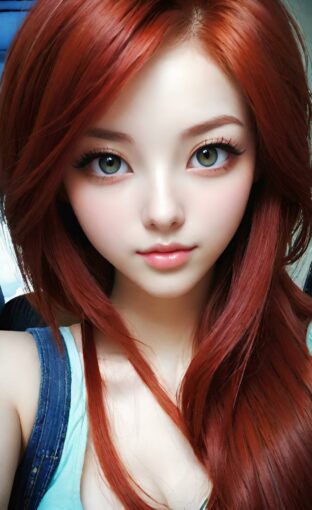 AI girl with red hair wallpaper