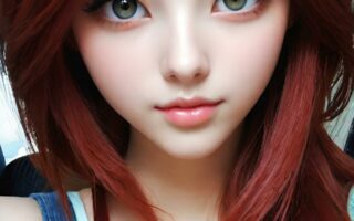 AI girl with red hair wallpaper