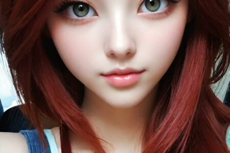 AI girl with red hair wallpaper