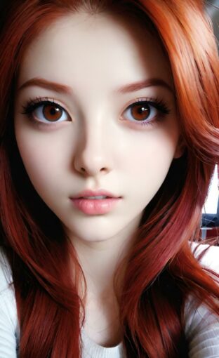 AI girl with red hair wallpaper