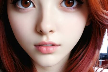 AI girl with red hair wallpaper