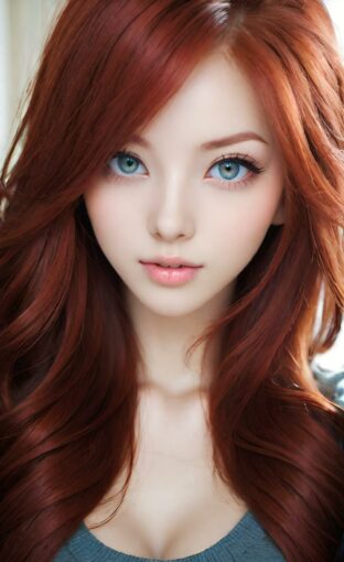 AI girl with red hair wallpaper