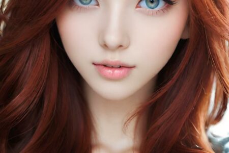 AI girl with red hair wallpaper