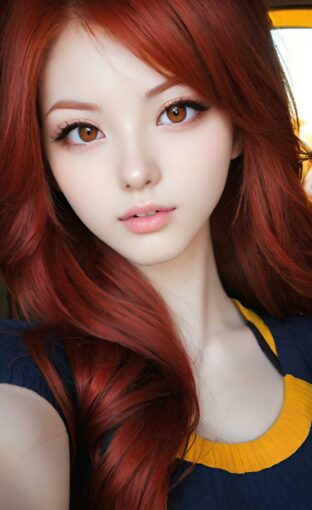 AI girl with red hair wallpaper