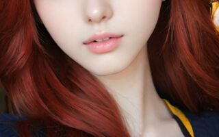 AI girl with red hair wallpaper