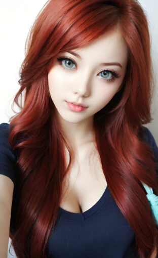 AI girl with red hair wallpaper
