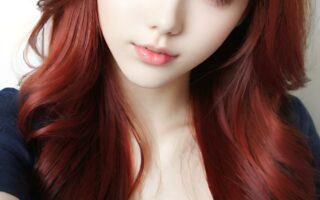 AI girl with red hair wallpaper