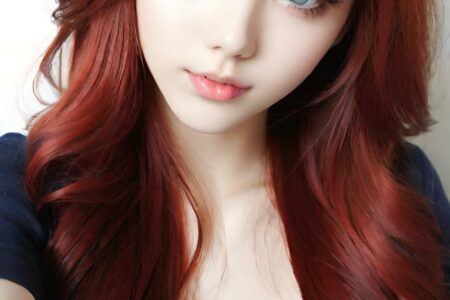 AI girl with red hair wallpaper
