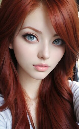 AI girl with red hair wallpaper