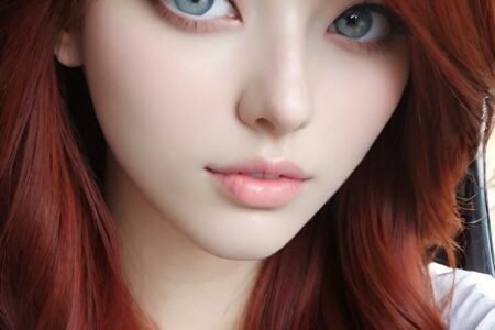 AI girl with red hair wallpaper