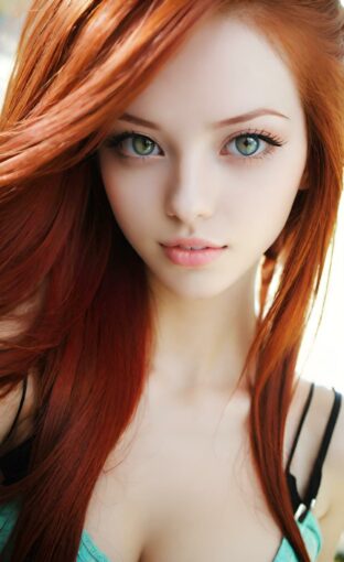 AI girl with red hair wallpaper