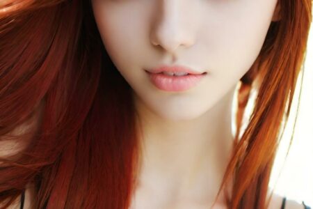 AI girl with red hair wallpaper