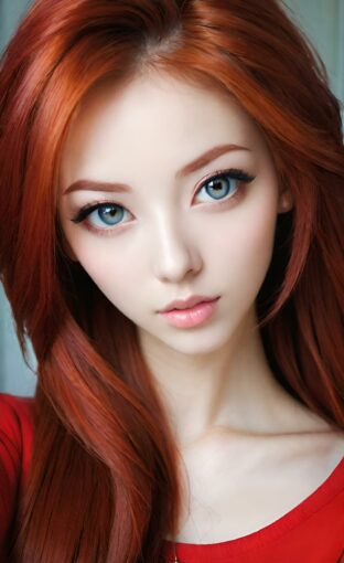 AI girl with red hair wallpaper