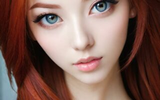 AI girl with red hair wallpaper