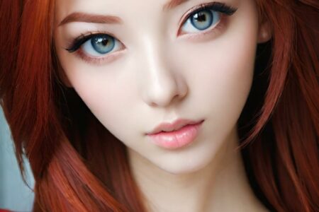AI girl with red hair wallpaper