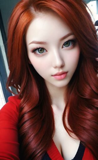 AI girl with red hair wallpaper