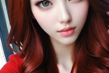 AI girl with red hair wallpaper
