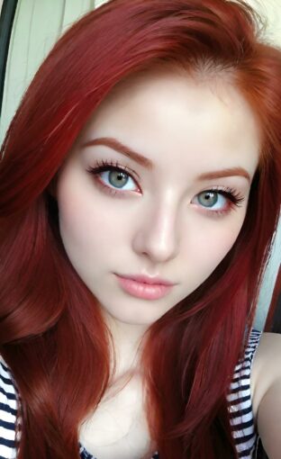 AI girl with red hair wallpaper