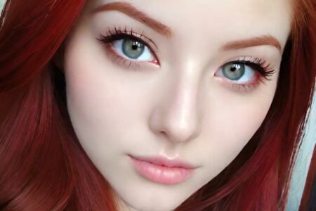 AI girl with red hair wallpaper