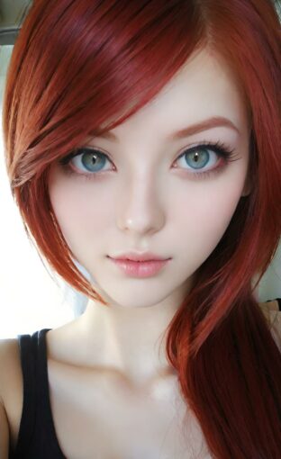 AI girl with red hair wallpaper